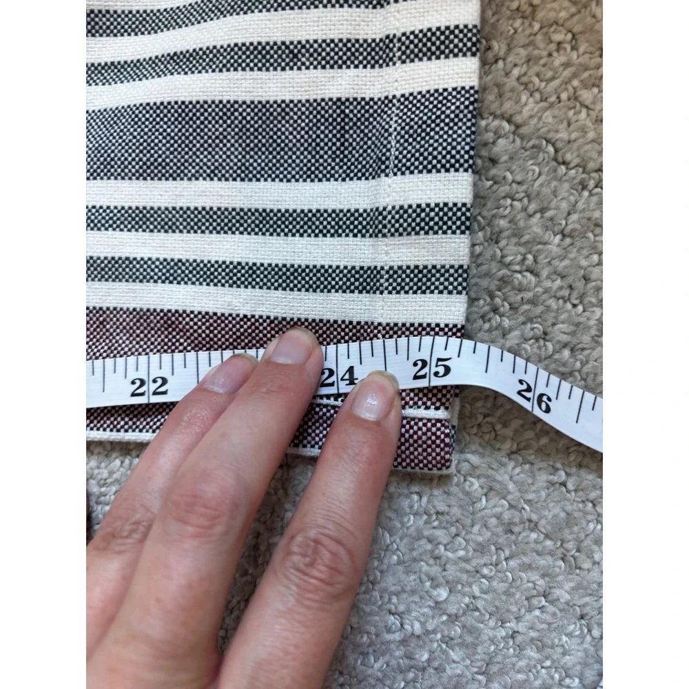 Free People Striped Linen Blend Trousers Size 0 Multi Color Boho Slim Straight